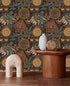 HAOKHOME 93291 Wallpaper Peel and Stick Floral Boho Brown/PeachPuff/Green Retro Wall Decor Bathroom Removable Mural 17.7in x 9.8ft...