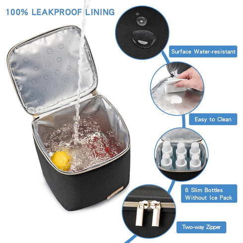 Breastmilk Cooler Bag with Ice Pack Fits 4 Baby Bottles Up to 9 Ounce, Baby Bottle Cooler Bag Suitable for Nursing Mom Daycare, Black...