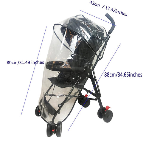 Stroller Rain Cover Baby Stroller Cover for Toddler Umbrella Stroller,Lightweight Travel Stroller,Windproof Waterproof Weather Shield,Compact Stro...