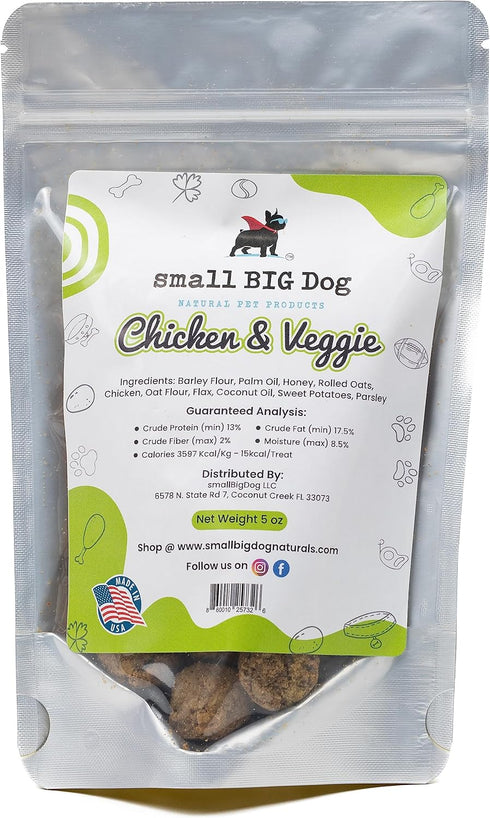 Chicken & Veggie Treats, Soft, 5 oz., Wheat-Free, 100% Natural Ingredients, Delicious, Great for Senior Dogs and Those with Teeth Issues, Parsley ...