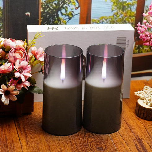 Flameless Candles Upgraded Realistic Flickering Flame LED Candles,Battery Operated Candles with Remote Timers,Acrylic Electric Candles Set of 3(D ...