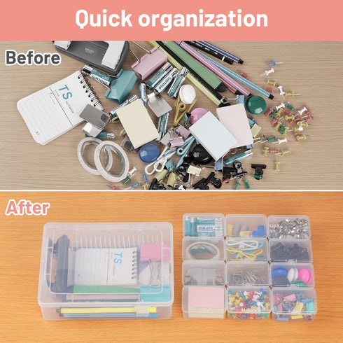 Small Plastic Storage Box, 14 Pieces Plastic Storage Cases Bead Organizers Boxes with Lid Mini Rectangles Boxes Craft Supply Case Bead Containers ...
