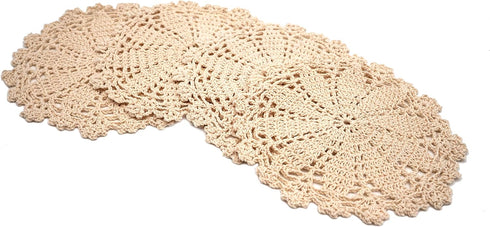 Phantomon 7 Inch Doilies Handmade Round Crochet Cotton Lace Doilies Table Placemats Doilies, Vase Pads Doily, Pack of 4 (Beige)...