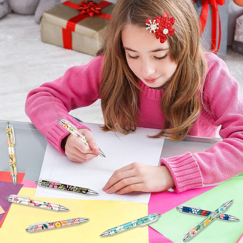 8 Pcs Ballpoint Pens for Women and Girls 1.00 mm Cute Writing Pens Black Ink Fancy Pens Fine Point Smooth Writing Pens for Journaling, Aesthetic S...