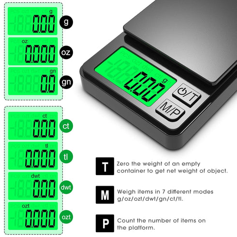 Pocket Scale, 1000g x 0.01g Precision Gram Scale, Small Digital Scale Grams Ounces Grains, Kitchen Scale, Jewelry Scale for Gold, Gem, Coffee, Her...