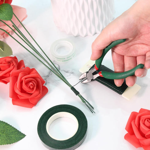 Floral Arrangement Kit with Green Flower Tape, Metal Wire, Clear Tape, Flores Cutter for Stem Wrap Florist Bouquet Accessories Making Supplies DIY...