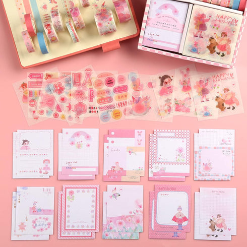 VCCCV VCCV Scrapbooking Supplies with Gift Box, Scrapbook Kit with Washi Stickers, Decoupage Papers, Washi Tapes for Bullet Journals, Perfect Craf...