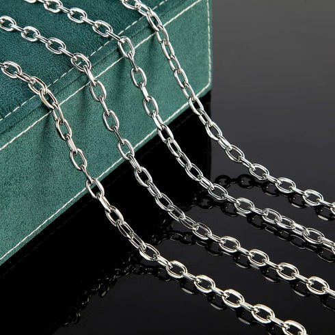UMAOKANG 304 Stainless Steel Rolo Cable Chains Findings for Jewelry Making Men Women Necklace Bracelet DIY Supplies Silver Chain On Spool with Jum...