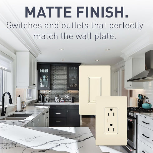 Legrand radiant 2097TRLACCD4 20 Amp GFCI Self Test Tamper Resistant Decorator Duplex Outlet, Light Almond (1 Count)......
