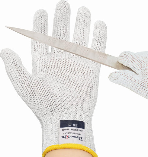 Dowellife Level 8 Reinforced Cut Resistant Gloves, Food Grade, Knife Safety Gloves for Meat Cutting, Oyster Shucking, Fish Fillet, Kitchen Slicing...