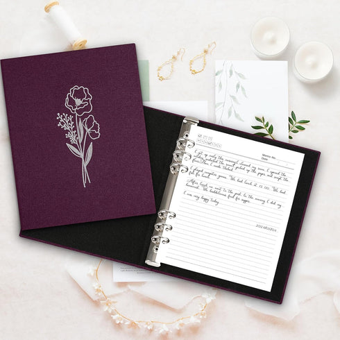 Lanpn Aesthetic A5 6 Ring Binder 2 Packs, Linen Hardcover 0.75 inch Small Round Rings Photocard Folder Holder Planner Fits A5 Paper for Office Sch...