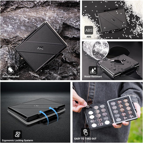 CR2032 Battery Case Holder Storage,Water-Resistant Anti-Shock, Coin Cell Battery Case for 30x CR2032 / CR2025 / CR2045 / CR2016, CR2032 Button Rou...