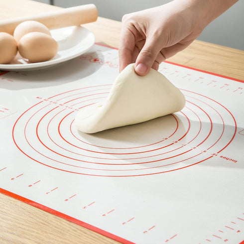 Non Slip Silicone Pastry Mat with Measurements Nonstick, 16 x 20 Inch Thick Baking Mat for Rolling out Dough Red Food Grade Silicone Baking Mats f...