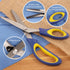 BambooMN Titanium Softgrip Scissors Set - Pinking, Sewing, Arts, Crafts, Office - 1 Set of 4 - Blue w/Yellow...