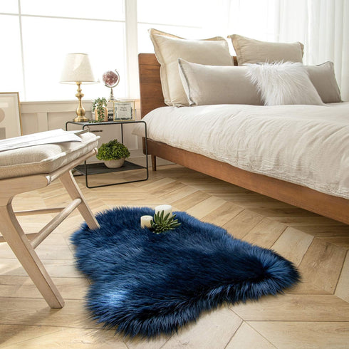 Ashler faux fur rug, Fluffy Shaggy Area Rug Ultra Soft 2 x 3 Feet Sheepskin Fur Rug, Navy Blue Fuzzy Rug Machine Washable Shag Rug, Nursery Decor ...