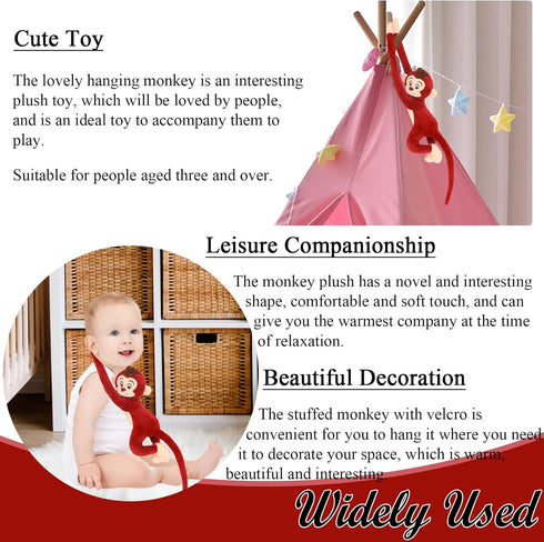 27.6" Hanging Monkey Stuffed Animals Plush Cute Monkey Toy for Kids Adults, Red...