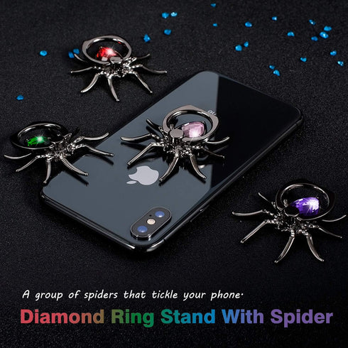 Allengel Spider Phone Ring Holder Stand, Animal Bling Finger Ring Grip, Diamond Phone Ring Kickstand for Smartphone - Pink...