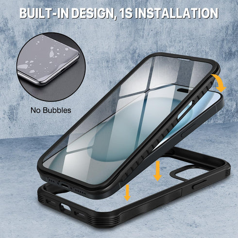 CENHUFO iPhone 15 Case, with Built-in Anti Peep Tempered Glass Privacy Screen Protector and Camera Lens Protective, Full Body Shockproof Clear Cov...