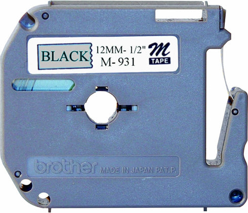 Brother Genuine P-touch M-931 Tape, 1/2" (0.47") Wide Standard Non-Laminated Tape, Black on Silver, Recommended for Home and Indoor Use, 0.47" x 2...
