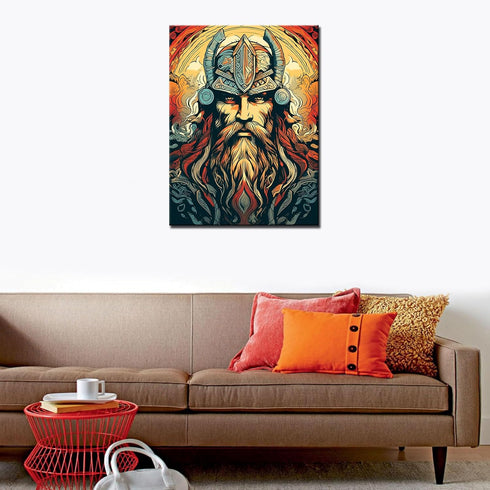 Medieval Vikings Pictures for Living Room Graffitic Warrior Paintings 5 Piece Canvas Wall Valkyrie Valiant Artwork Nordics House Decor Wooden Fram...