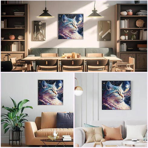 HEIBAGO Astro Cat Diamond Painting Kits for Adults, 5D DIY Cat Diamond Art Kits with Full Drill Gems, Premium Diamond Dots Set for Relaxation and ...