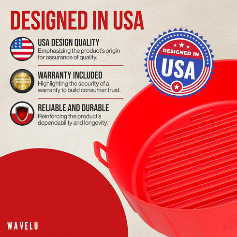 WAVELU Air Fryer Silicone Pot Liner | EXTRA STRONG | Food Safe Air fryers Oven Accessories | Replacement of Flammable Parchment Paper | No More Ha...
