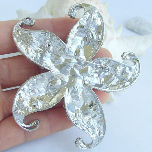 Sindary Charming 3.15" Austrian Crystal Starfish Brooch Pin Pendant BZ4824...