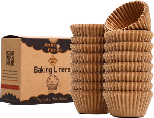 Non-Stick 400pcs Mini Cupcake Liners for Baking, Natural parchment mini muffin liners for Mini Muffin Pan, Mini Cupcake Pan, Food Grade,Non Stick,...