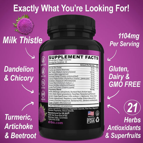 Liver Cleanse Detox Support Supplement - Complete Health Repair Pills with Artichoke, Berberine, Turmeric Herbs - Aid Gallbladder Care Formula Cap...