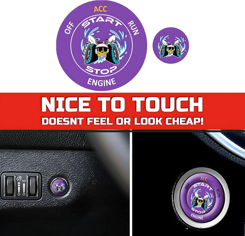 Car Push Start Button Cover for Dodge Challenger Charger Dart Accessories 2015-2024, Engine Start Ignition Kit Cover Emblem Badge Unique Stylish D...