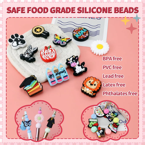 14pcs Paw Silicone Focus Beads, Silicone Beads for Keychain Making Silicone Beads for Pens Shape Silicone Beads for Bracelet Necklace Crafts ?sili...