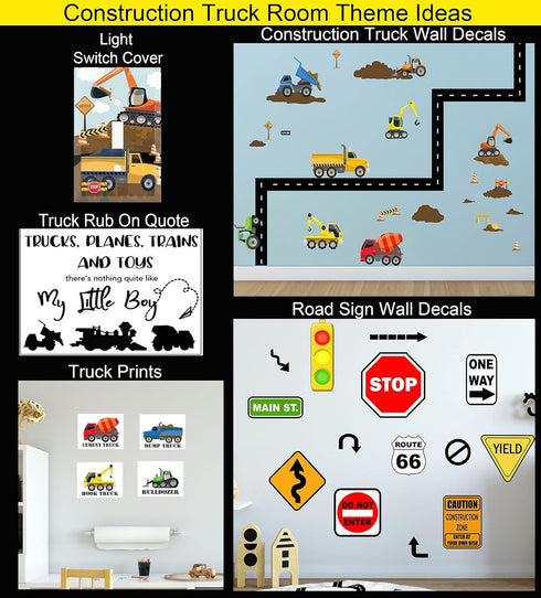 Truck Boys Room Light Switch Cover Plate Kids Decorative Tractor Nursery Teen Toddler Room Decor Bedroom Bathroom Playroom (Construction Truck)...