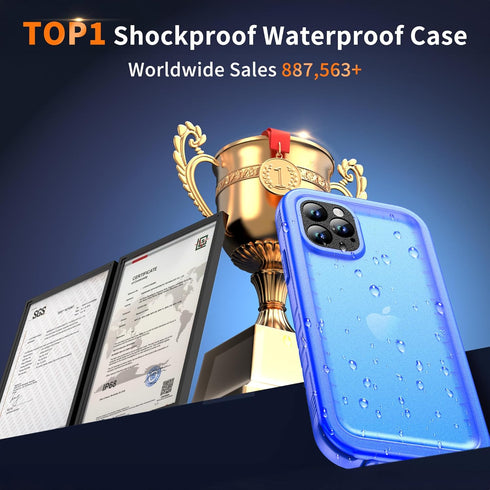 Cozycase Waterproof Case for iPhone 11 Pro Max, Shockproof Full-Body Rugged Bumper Sealed Case with Built-in Screen Protector for iPhone 11 Pro Ma...