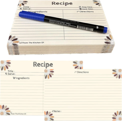 Recipe Cards 4x6 Double Sided With Gift Pen, 40 Count Recipe Cards, Blank Recipe Cards...