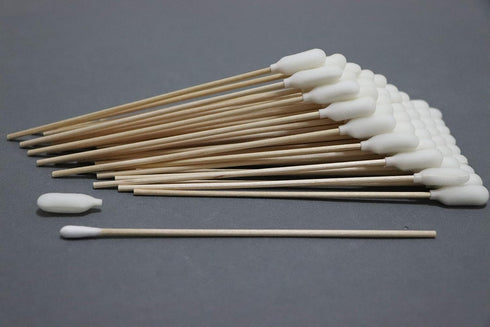 100pcs 6" Cleanroom Large Foam Over Cotton Bud Tipped Cleaning Swabs with Wooden Handle CK-FS916...