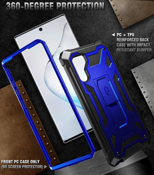 Poetic Spartan Series Designed for Samsung Galaxy Note 10, Full-Body Rugged Dual-Layer Metallic Color Accent with Premium Leather Texture Shockpro...