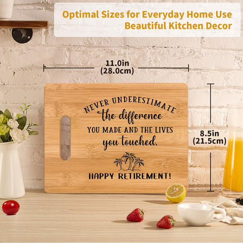 Retirement Gifts for Women Men, Happy Retirement Bamboo Cutting Board with Warm Words - Best Retirement Gifts for Coworker Friend Mom Grandma Dad ...