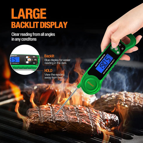Digital Meat Thermometer for Grilling, Candy Thermometer Instant Read Food Thermometer Waterproof with Backlight for Cooking, Deep Fry, BBQ, Grill...