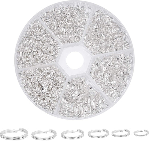 PH PandaHall 1070pcs Silver Split Rings 6 Sizes Iron Double Jump Rings Jewelry O Rings for DIY Necklace Bracelet Earring Jewelry Making (4mm, 5mm,...