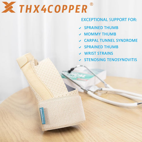 THX4COPPER Thumb & Wrist Stabilizer Splint for Blackberry Thumb,Thumb Pain Relief for Arthritis,Sprained,Tendonitis,Carpal Tunnel,Breathable&Stabl...