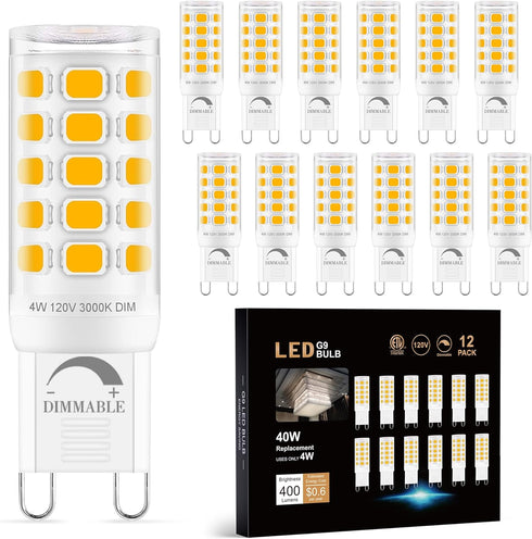 Sailstar G9 LED Bulb Dimmable 40W Equivalent, G9 Bulb 3000K Warm White, 400 Lumens, 360° Beam Angle, No Flicker, 120V, G9 Bi-pin Bulb Ceramic Base...