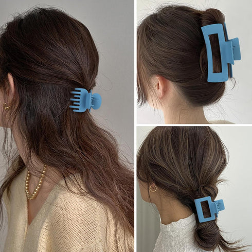 15Pcs Matte Nonslip Hair Claw Clips- Large Rectangle Claw Clips for Thick Hair Small Square Claw Clips Small Hair Clips for Thin Hair Accessories ...