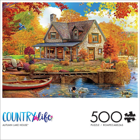 Buffalo Games - Angelo Bonito - Autumn Lake House - 500 Piece Jigsaw Puzzle for Adults Challenging Puzzle Perfect for Game Nights - Finished Puzzl...