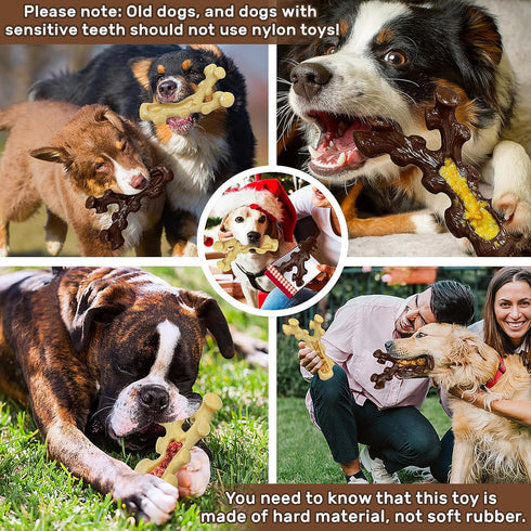 2 Pack Dog Chew Toys for Aggressive Chewers,Boredom and Stimulating Best Dog Toys for Medium/Large Breed,Tough Almost Indestructible Dog Bones for...