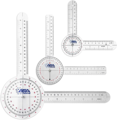 ASA TECHMED 3 Pcs Goniometer Set, 12, 8, 6 Inch Medical Spinal Goniometer Angle Protractor Angle Ruler...