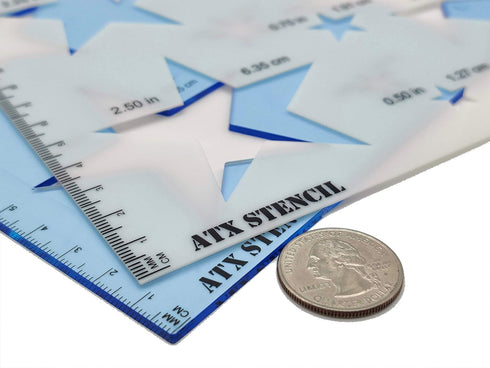 Star Stencil Template Combo Pack. includes hard plastic stencil + thin flexible stencil. Great for Flags and Various Craft Projects....