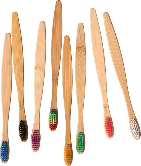 10PCS Colorful Natural Bamboo Toothbrush Set Soft Bristle(Multi-Colors)...