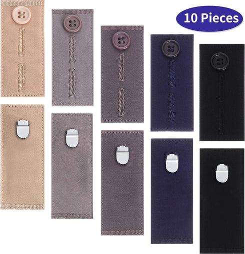 10 Pieces Waistband Extenders Elastic Button Waist Extender Pants Hook Extender for Men Women Pants Jeans Trousers, 2 Types...