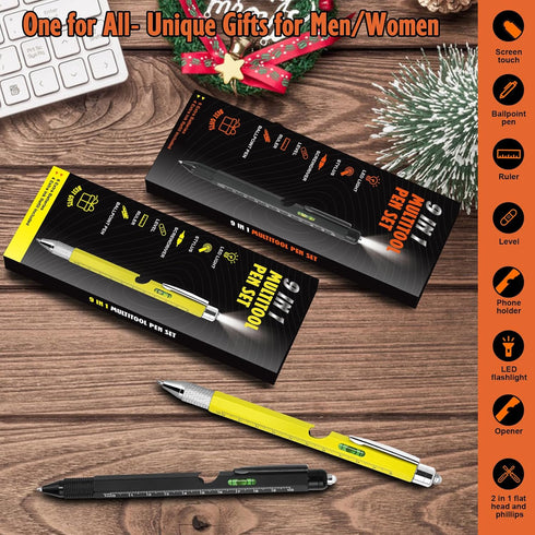 Cool Pen Gifts for Men, 9-in-1 Multi Tool Tech Pen Gadgets Tools for Men, Personalized Gifts for Dad or Him, Funny Gift for Christmas, Father's Da...