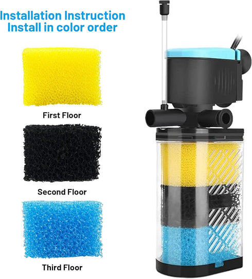 8 Pack Replacement Filter Sponges Compatible with Kulife Aquarium Filters, 2 Coarse Sponge, 4 Carbonized Sponge, 2 Fine Sponge...
